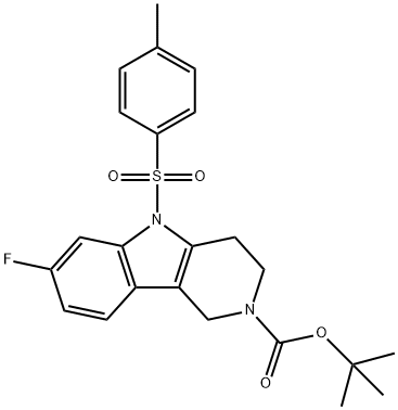 2H-Pyrido[4,3-b]indole-2-carboxylic acid, 7-fluoro-1,3,4,5-tetrahydro-5-[(4-methylphenyl)sulfonyl]-, 1,1-dimethylethyl ester Structure