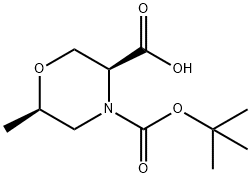 3,4-Morpholinedicarboxylic acid, 6-methyl-, 4-(1,1-dimethylethyl) ester, (3S,6R) 구조식 이미지