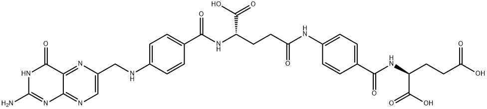 L-Glutamic acid, N-[4-[[(4S)-4-[[4-[[(2-amino-3,4-dihydro-4-oxo-6-pteridinyl)methyl]amino]benzoyl]amino]-4-carboxy-1-oxobutyl]amino]benzoyl]- 구조식 이미지