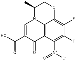 (3S )-9,10-Difluoro-2,3-dihydro-3-methyl-8-nitro-7-oxo-7H -pyrido[1,2,3-de ]-1,4-benzoxazine-6-carboxylic acid 구조식 이미지