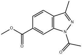 1H-Indazole-6-carboxylic acid, 1-acetyl-3-methyl-, methyl ester 구조식 이미지