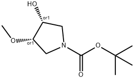 1-Pyrrolidinecarboxylic acid, 3-hydroxy-4-methoxy-, 1,1-dimethylethyl ester, (3R,4S)-rel- Structure