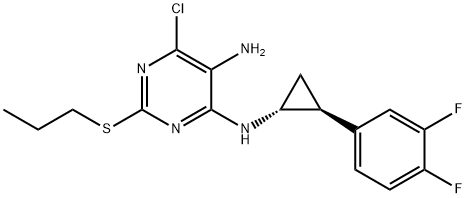 4,5-Pyrimidinediamine, 6-chloro-N4-[(1R,2S)-2-(3,4-difluorophenyl)cyclopropyl]-2-(propylthio)- 구조식 이미지