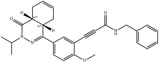 2-Propynamide, 3-[5-[(4aR,8aS)-3,4,4a,5,8,8a-hexahydro-3-(1-methylethyl)-4-oxo-1-phthalazinyl]-2-methoxyphenyl]-N-(phenylmethyl)-, rel- Structure