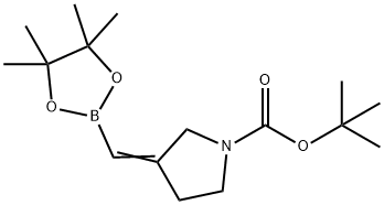 1-Pyrrolidinecarboxylic acid, 3-[(4,4,5,5-tetramethyl-1,3,2-dioxaborolan-2-yl)methylene]-, 1,1-dimethylethyl ester 구조식 이미지