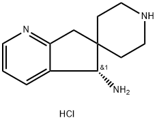 Spiro[6H-cyclopenta[b]pyridine-6,4'-piperidin]-5-amine, 5,7-dihydro-, hydrochloride (1:2), (5S)- Structure