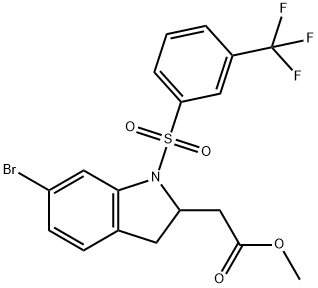 1H-Indole-2-acetic acid, 6-bromo-2,3-dihydro-1-[[3-(trifluoromethyl)phenyl]sulfonyl]-, methyl ester Structure