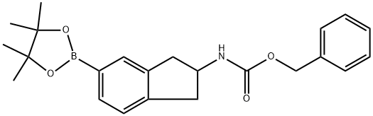 Benzyl N-[5-(tetramethyl-1,3,2-dioxaborolan-2-yl)-2,3-dihydro-1H-inden-2-yl]carbamate 구조식 이미지