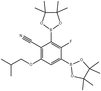 4-Cyano-2-fluoro-5-isobutoxy-1,3-phenyldiboronic acid pinacol ester Structure