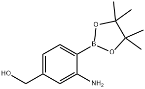 3-Amino-4-(tetramethyl-1,3,2-dioxaborolan-2-yl)phenyl]methanol 구조식 이미지