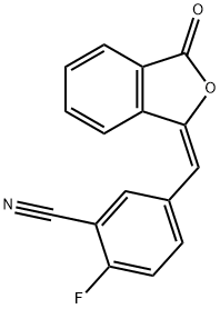 Benzonitrile, 2-fluoro-5-[(E)-(3-oxo-1(3H)-isobenzofuranylidene)methyl]- 구조식 이미지