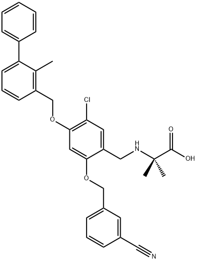 Alanine, N-[[5-chloro-2-[(3-cyanophenyl)methoxy]-4-[(2-methyl[1,1'-biphenyl]-3-yl)methoxy]phenyl]methyl]-2-methyl- Structure