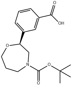 1,4-Oxazepine-4(5H)-carboxylic acid, 2-(3-carboxyphenyl)tetrahydro-, 4-(1,1-dimethylethyl) ester, (2S)- Structure