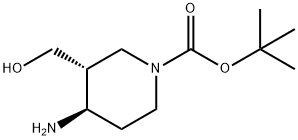 1-Piperidinecarboxylic acid, 4-amino-3-(hydroxymethyl)-, 1,1-dimethylethyl ester, (3R,4R)- Structure