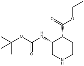 (3R,4R)-3-tert-Butoxycarbonylamino-piperidine-4-carboxylic acid ethyl ester Structure