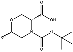 3,4-Morpholinedicarboxylic acid, 6-methyl-, 4-(1,1-dimethylethyl) ester, (3R,6S) Structure