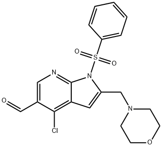 1H-Pyrrolo[2,3-b]pyridine-5-carboxaldehyde, 4-chloro-2-(4-morpholinylmethyl)-1-(phenylsulfonyl)- Structure