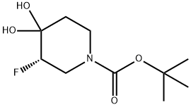 1-Piperidinecarboxylic acid, 3-fluoro-4,4-dihydroxy-, 1,1-dimethylethyl ester, (3S)- Structure