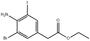 Benzeneacetic acid, 4-amino-3-bromo-5-iodo-, ethyl ester Structure