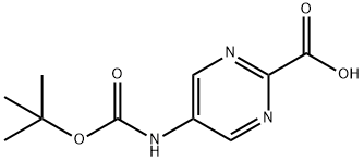 2-Pyrimidinecarboxylic acid, 5-[[(1,1-dimethylethoxy)carbonyl]amino]- Structure