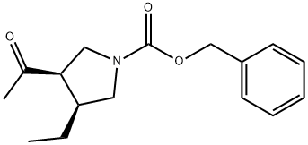 1-Pyrrolidinecarboxylic acid, 3-acetyl-4-ethyl-, phenylmethyl ester, (3R,4S)- Structure