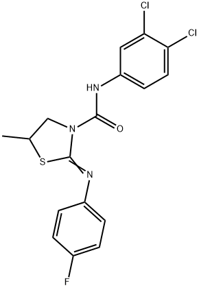 3-Thiazolidinecarboxamide, N-(3,4-dichlorophenyl)-2-[(4-fluorophenyl)imino]-5-methyl- Structure