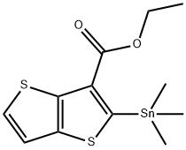 Thieno[3,2-b]thiophene-3-carboxylic acid, 2-(trimethylstannyl)-, ethyl ester Structure