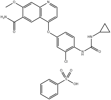 6-Quinolinecarboxamide, 4-[3-chloro-4-[[(cyclopropylamino)carbonyl]amino]phenoxy]-7-methoxy-, compd. with benzenesulfonate (1:1) 구조식 이미지