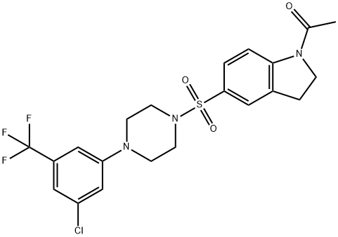 Ethanone, 1-[5-[[4-[3-chloro-5-(trifluoromethyl)phenyl]-1-piperazinyl]sulfonyl]-2,3-dihydro-1H-indol-1-yl]- Structure