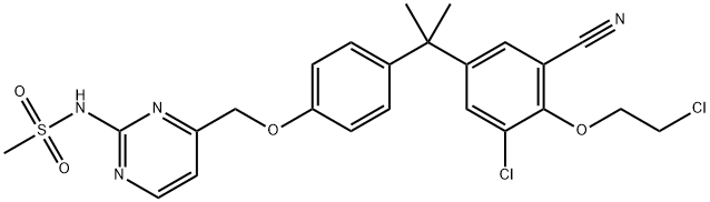 Methanesulfonamide, N-[4-[[4-[1-[3-chloro-4-(2-chloroethoxy)-5-cyanophenyl]-1-methylethyl]phenoxy]methyl]-2-pyrimidinyl]- Structure