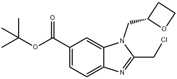 1H-Benzimidazole-6-carboxylic acid, 2-(chloromethyl)-1-[(2S)-2-oxetanylmethyl]-, 1,1-dimethylethyl ester Structure