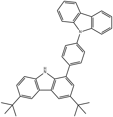 9H-Carbazole, 1-[4-(9H-carbazol-9-yl)phenyl]-3,6-bis(1,1-dimethylethyl)- Structure