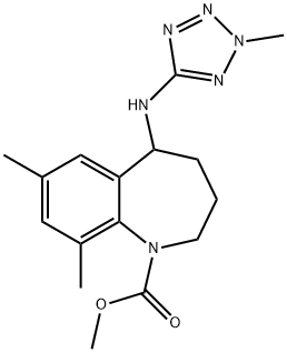 1H-1-Benzazepine-1-carboxylic acid, 2,3,4,5-tetrahydro-7,9-dimethyl-5-[(2-methyl-2H-tetrazol-5-yl)amino]-, methyl ester Structure