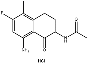 Acetamide, N-(8-amino-6-fluoro-1,2,3,4-tetrahydro-5-methyl-1-oxo-2-naphthalenyl)-, hydrochloride (1:1) Structure