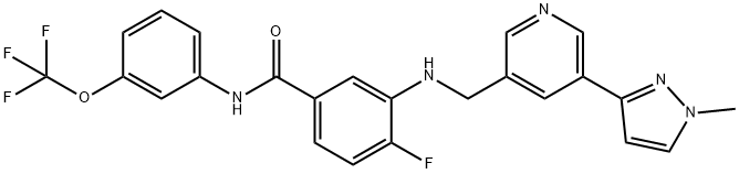 Benzamide, 4-fluoro-3-[[[5-(1-methyl-1H-pyrazol-3-yl)-3-pyridinyl]methyl]amino]-N-[3-(trifluoromethoxy)phenyl]- Structure