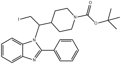 1-Piperidinecarboxylic acid, 4-[2-iodo-1-(2-phenyl-1H-benzimidazol-1-yl)ethyl]-, 1,1-dimethylethyl ester Structure
