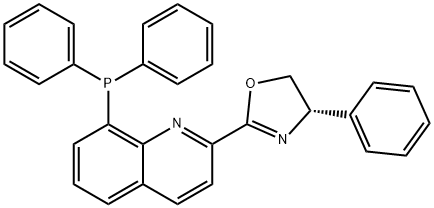 Quinoline, 2-[(4S)-4,5-dihydro-4-phenyl-2-oxazolyl]-8-(diphenylphosphino)- Structure