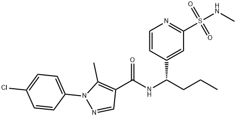 1H-Pyrazole-4-carboxamide, 1-(4-chlorophenyl)-5-methyl-N-[(1S)-1-[2-[(methylamino)sulfonyl]-4-pyridinyl]butyl]- 구조식 이미지