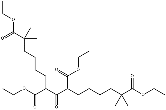 2,7,9,14-Pentadecanetetracarboxylic acid, 2,14-dimethyl-8-oxo-, 2,7,9,14-tetraethyl ester Structure