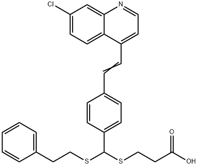 Propanoic acid, 3-[[[4-[2-(7-chloro-4-quinolinyl)ethenyl]phenyl][(2-phenylethyl)thio]methyl]thio]- 구조식 이미지