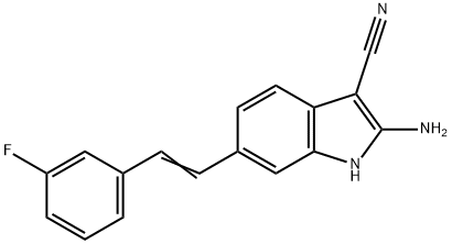 1H-Indole-3-carbonitrile, 2-amino-6-[2-(3-fluorophenyl)ethenyl]- 구조식 이미지