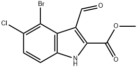 1H-Indole-2-carboxylic acid, 4-bromo-5-chloro-3-formyl-, methyl ester Structure