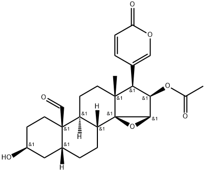 16β-(Acetyloxy)-14,15β-epoxy-3β-hydroxy-19-oxo-5β-bufa-20,22-dienolide 구조식 이미지