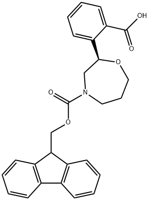 (R)-2-(4-(((9H-fluoren-9-yl)methoxy)carbonyl)-1,4-oxazepan-2-yl)benzoic acid 구조식 이미지