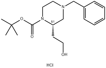 tert-Butyl (S)-4-benzyl-2-(2-hydroxyethyl)piperazine-1-carboxylate hydrochloride 구조식 이미지