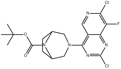 3,8-Diazabicyclo[3.2.1]octane-8-carboxylic acid, 3-(2,7-dichloro-8-fluoropyrido[4,3-d]pyrimidin-4-yl)-, 1,1-dimethylethyl ester 구조식 이미지