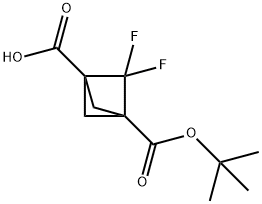 Bicyclo[1.1.1]pentane-1,3-dicarboxylic acid, 2,2-difluoro-, 1-(1,1-dimethylethyl) ester Structure