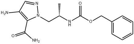 Carbamic acid, N-[(1S)-2-[4-amino-5-(aminocarbonyl)-1H-pyrazol-1-yl]-1-methylethyl]-, phenylmethyl ester Structure