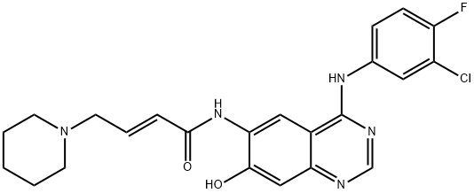 2-Butenamide, N-[4-[(3-chloro-4-fluorophenyl)amino]-7-hydroxy-6-quinazolinyl]-4-(1-piperidinyl)-, (2E)- 구조식 이미지