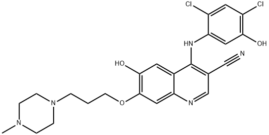 3-Quinolinecarbonitrile, 4-[(2,4-dichloro-5-hydroxyphenyl)amino]-6-hydroxy-7-[3-(4-methyl-1-piperazinyl)propoxy]- Structure